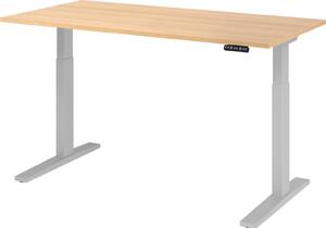Scrivania regolabile in altezza XMKA | 2 motori | 120-180 cm | elettrica | rovere, colore telaio:argento, dimensioni piano d'appoggio:160 x 80 cm