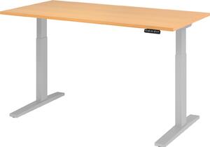 Scrivania regolabile in altezza XMKA | 2 motori | 120-180 cm | elettrica | faggio, colore telaio:argento, dimensioni piano d'appoggio:160 x 80 cm