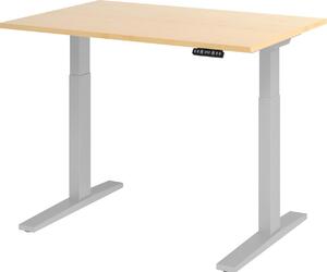Scrivania regolabile in altezza XMKA | 2 motori | 120-180 cm | elettrica | acero, colore telaio:argento, dimensioni piano tavolo:120 x 80 cm