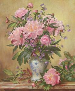 Riproduzione Ab 302 Vase of Peonies and Canterbury Bells, Williams, Albert