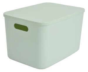 Scatola con coperchio in verde chiaro in plastica 35,5x25,5x23 cm – Homéa