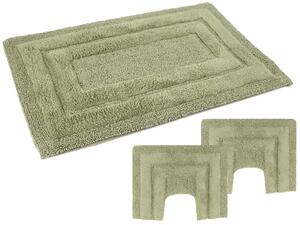 Set 3 pezzi di tappeti bagno PHP in puro cotone con antiscivolo Geco Grip Art. SIRIO Col. SALVIA