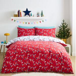 Biancheria da letto matrimoniale in microfibra rossa 200x200 cm Christmas Lights - Catherine Lansfield
