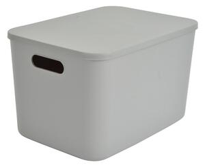 Scatola con coperchio grigia in plastica 35,5x25,5x23 cm – Homéa