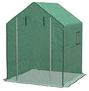 Outsunny Copertura PE per Serra da Giardino con Porta a Cerniera e Finestre, 140x143x190cm, Verde|Aosom