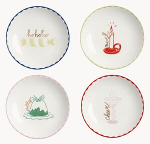 Set di 4 piatti da dessert dipinti a mano con design natalizio Bliss