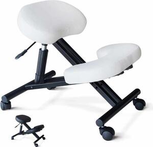 Sgabello ergonomico in metallo con cuscino Balancesteel - Bianco