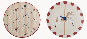 Set di 2 piatti da torta dipinti a mano Merry-go-round