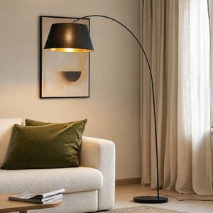 Lampada ad arco Esti Lindby, Nero, Soggiorno / Sala da pranzo, Tessuto / Stoffa / Seta, Moderno, Lampada da terra