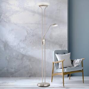 FISCHER & HONSEL Lampada da terra a LED Pool, dimmerabile, Alluminio / Grigio / Zincato, Soggiorno / Sala da pranzo, Metallo, Moderno, Lampada LED da terra