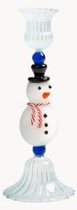 Portacandele in vetro borosilicato fatto a mano Merry Snowman