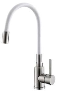 Rubinetto da cucina Alveus Flexa, beccuccio flessibile, cartuccia in Vetroceramica, bianco satinato