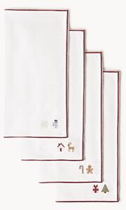 Set di 4 tovaglioli natalizi ricamati Eloa