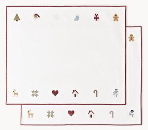 Set di 2 tovagliette natalizie ricamate Eloa
