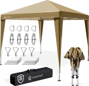 CASARIA® Gazebo da Giardino Capri 3x3m Pop-Up Protezione 50+ Impermiabile Tenda a Fisarmonica Beige