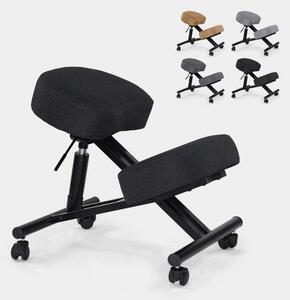 Sgabello ergonomico per ufficio in metallo e tessuto Balancesteel Lux - Nero