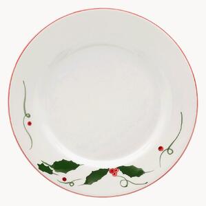 Piatto da colazione natalizio dipinto a mano Holly