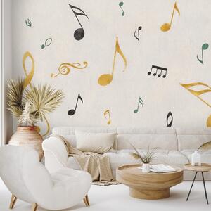 Carta da parati – Note musicali in oro e nero