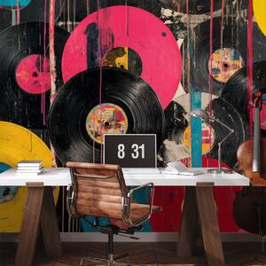 Carta da parati – Dischi in vinile retrò colorati