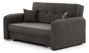 Divano grigio scuro allungabile/con contenitore e rivestimento in ciniglia 155 cm Laine – ELTAP