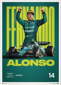 Stampe d'arte Aston Martin Formula One - Fernando Alonso - 2023, (40 x 50 cm)