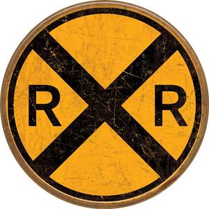 Cartello in metallo Railroad Crossing, (30 x 30 cm)