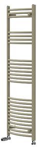 Asciugamani radiante LuxeBath 500x1500 mm, radiatore per bagno con valvola termostatica, asciugamano Sahara curvo con attacco laterale, portasciugamani, color beige