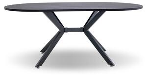 Marui Big - Tavolo da pranzo ovale in legno e metallo con piede centrale Ashi 180x100 cm - legno nero