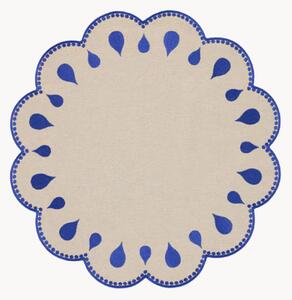 Tovaglietta rotonda con bordo ricamato Gotas