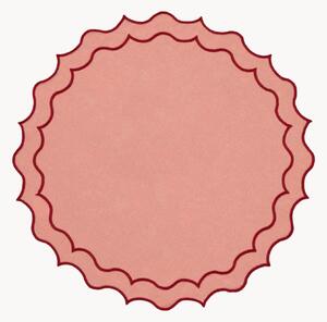 Tovaglietta rotonda con bordo ricamato Navy