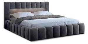 Letto matrimoniale imbottito grigio con contenitore con rete inclusa 180x200 cm Lamica – ELTAP