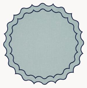 Tovaglietta rotonda con bordo ricamato Navy