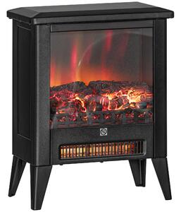 DecHome Caminetto Elettrico da 1800W con Effetto Fiamma a 3 Intensit in Metallo e Vetro 36x21x47 cm colore Nero - 600BKS385
