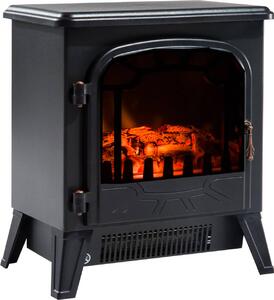 DecHome Caminetto Elettrico da Terra con Effetto Fiamma Regolabile 1800 Watt Nero 36x25.5x41.5 cm - 844DH69