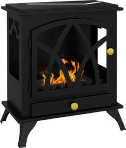 DecHome Camino a Bioetanolo da Terra con Bruciatore da 1.2L e Copertura 25mq 45x28x54cm Nero
