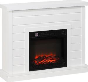 DecHome Camino Elettrico 1800W con Effetto Fiamma e Telecomando in Legno Metallo e Vetro 96.5x22x81.7 cm colore Bianco - 130WTS394