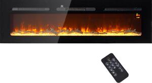 DecHome Camino Elettrico 1800W Regolabile con Telecomando in Acciaio e Vetro Temperato 152.4x15.8x45 cm colore Nero - 203BKS400