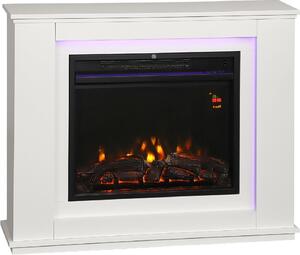 DecHome Camino Elettrico con Fiamma a 12 Colori e 5 Luminosit, Telecomando e Timer, 98x25x80 cm colore Bianco/Nero - R354WT