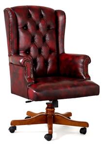 Poltrona Presidenziale Oxford Chesterfield Pelle Primo Fiore Premium - Base in Legno