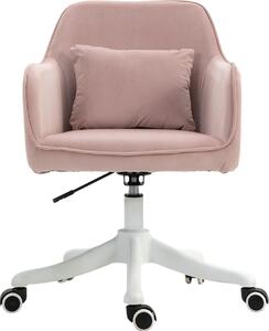 Sedia da ufficio con funzione massaggio, sedia da scrivania girevole, funzione vibrazione, braccioli regolabili, 55x65x79-89 cm, rosa, 70 cm, 86 cm, velluto, 57 cm, 115 kg