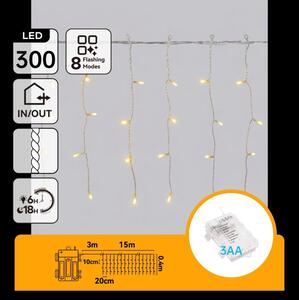 Aigostar - Catena luminosa natalizia LED per esterni 300 LED/8 funzioni 18x0,4m IP44 bianco caldo