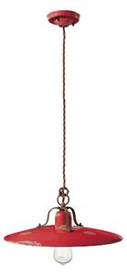 Sospensione da Interno COUNTRY RETRO IN MATERIALE CERAMICO Diametro ? 40cm 1,70 kg - Attacco Lampada E27 max 77W interno VINTAGE Rosso