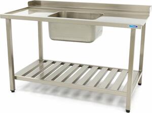 Maxima - Tavolo per lavastoviglie Gastro - 120 x 75 cm - a sinistra - con lavello e schienale - incl. ripiano di stoccaggio