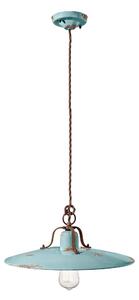 Sospensione da Interno COUNTRY RETRO IN MATERIALE CERAMICO Diametro ? 40cm 1,70 kg - Attacco Lampada E27 max 77W interno VINTAGE Azzurro