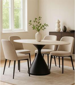 Tavolinetto da Pranzo ripiano in MDF SPACE piano ampio effetto marmo dimensioni � 180x90x h76 cm ripiano specchio telaio Crema e Nero