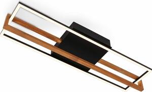 Lampada da soffitto a LED, nera, con legno, LED/22W