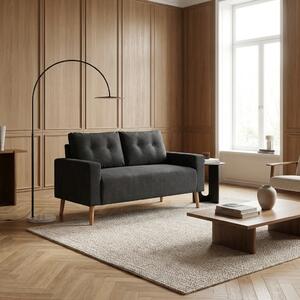 DecHome Divano 2 Posti Scandinavo in Tessuto Dimensioni 145x76x88 cm colore Grigio Scuro