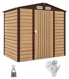 Outsunny Casetta da Giardino con Prese d'Aria e Catenaccio, Porta Attrezzi da esterno in Acciaio, 1.9x1.3m, Colore Quercia | Aosom Italy
