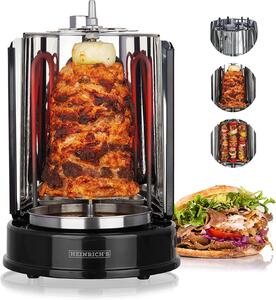 Heinrichs HDG 8687 Macchina per spiedini Kebab Griglia per pollo Griglia da tavolo Spiedini Shashlik Griglia verticale Spiedo rotante