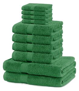 Set di asciugamani per viso e corpo tipo terry verde scuro in cotone 10 pz Marina – Restilo